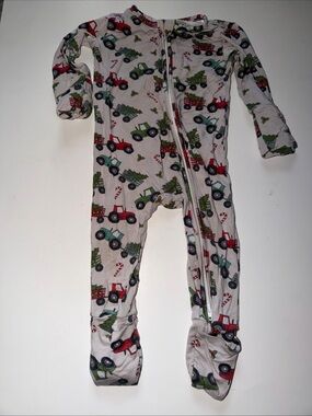 Posh TOT Christmas Tractors  Bamboo Baby Zippy Romper Size 9-12M